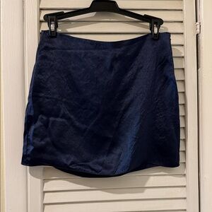 Babaton Midnight Blue Satin Mini Skirt